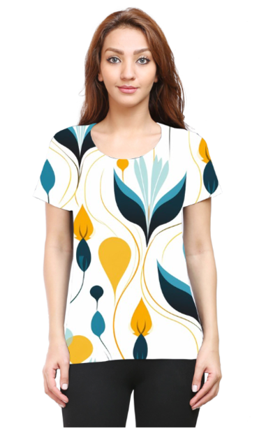 Feminine Charm: Petal Patterned Cotton Tee