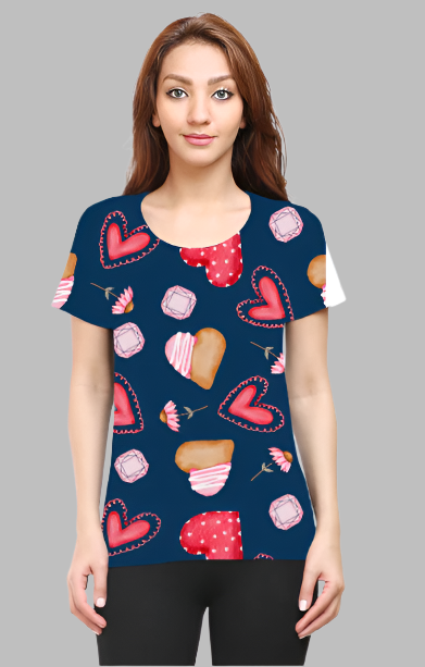Spread the Love: Printed Cotton T-Shirt with Love Patterns