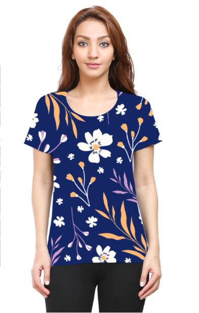 Fresh Hues: Creative Blue Cotton Tee