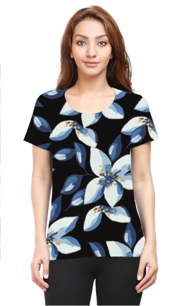Watercolor Wonders: Floral Print Cotton Tee